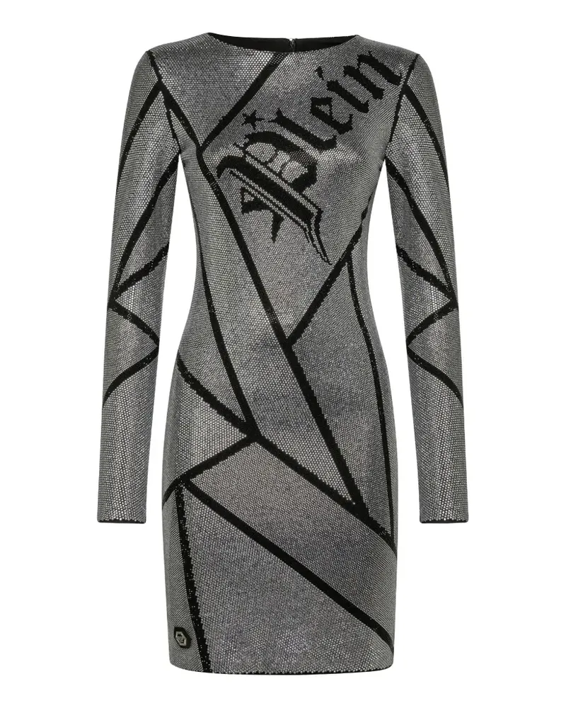 Philipp Plein crystal-embellished logo-print mini dress - Schwarz Schwarz