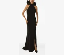 Neckholder-Kleid mit Schleife - Schwarz