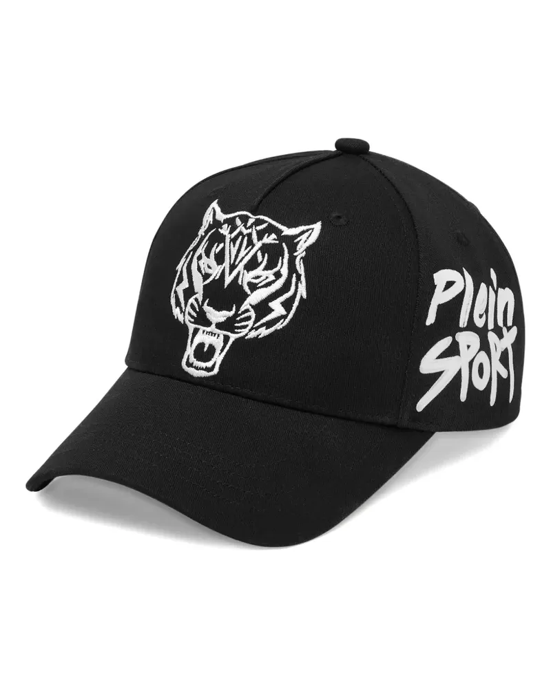 Philipp Plein Baseballkappe mit Tigerstickerei - Schwarz Schwarz