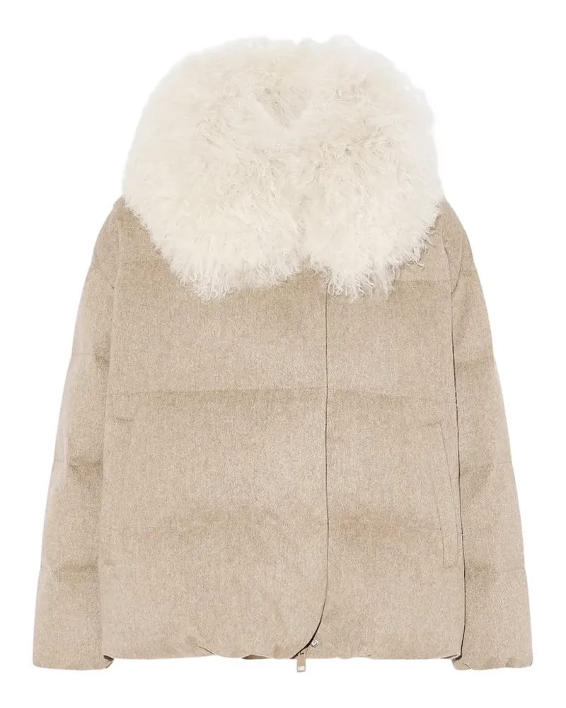 Yves Salomon Wattierter Mantel mit Shearling-Kragen - Nude Nude