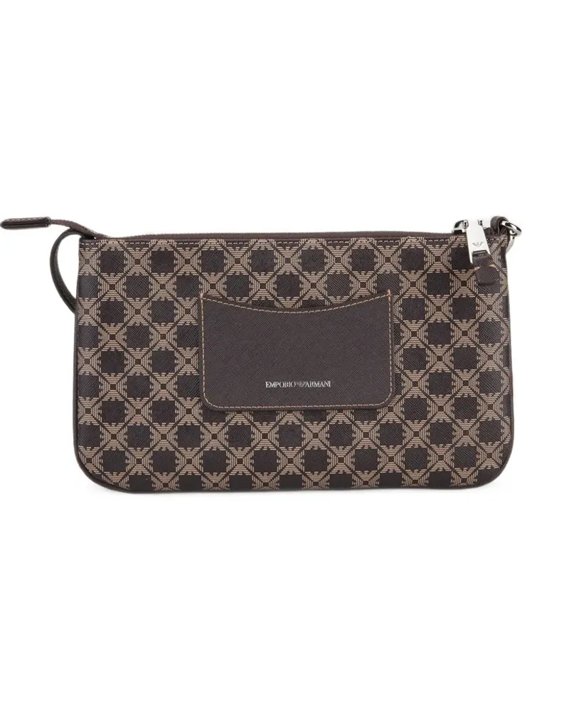 Emporio Armani Schultertasche mit Monogramm-Print - Braun Braun