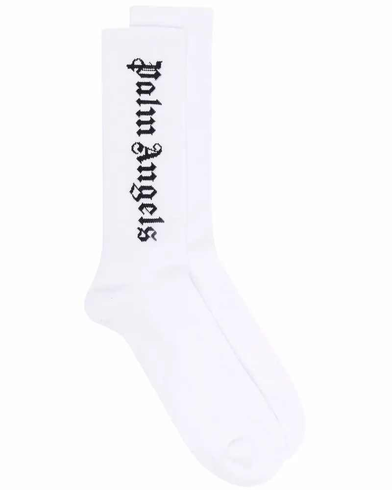 Palm Angels Socken mit Intarsien-Logo - Weiß Weiß