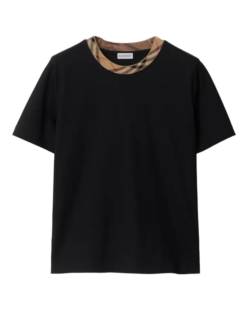 Burberry T-Shirt mit karierten Borten - Schwarz Schwarz