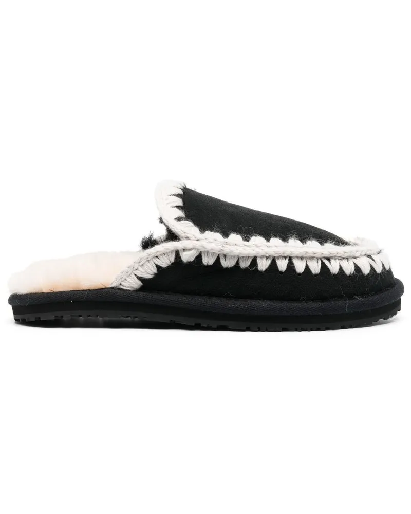 Mou Slipper mit Shearling - Schwarz Schwarz