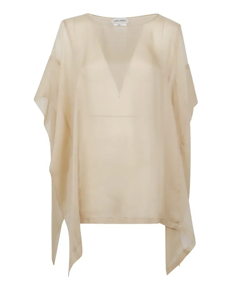 Alberta Ferretti sheer silk blouse - Nude Nude
