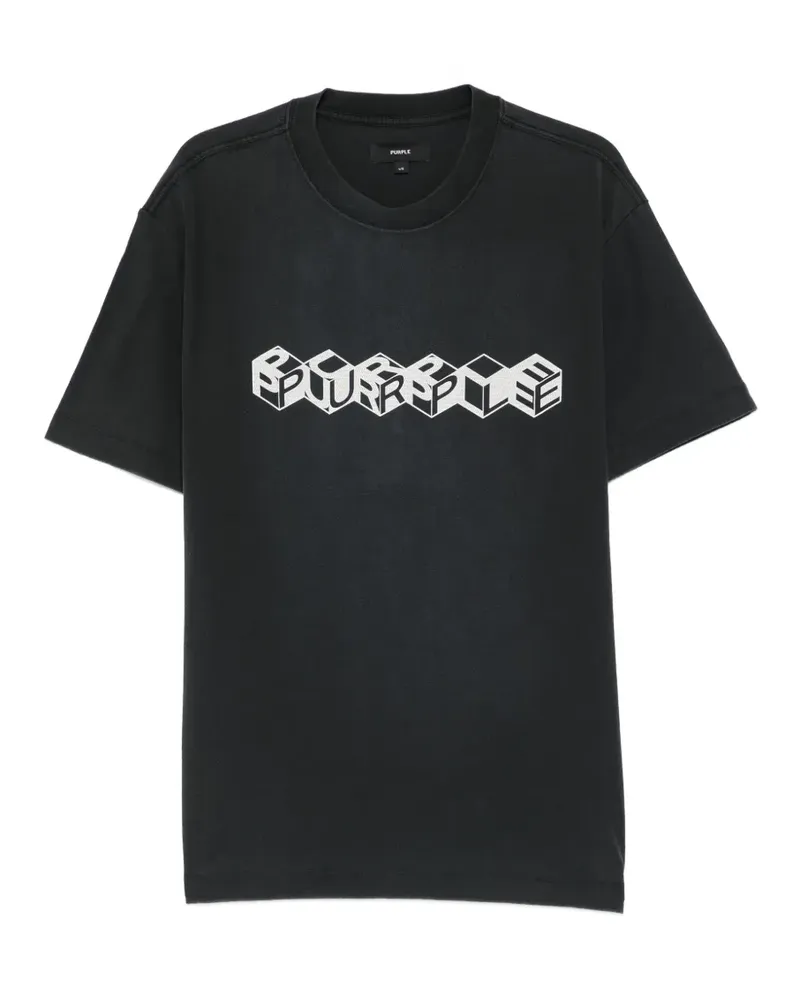 PURPLE BRAND T-Shirt mit Würfelmotiv - Schwarz Schwarz