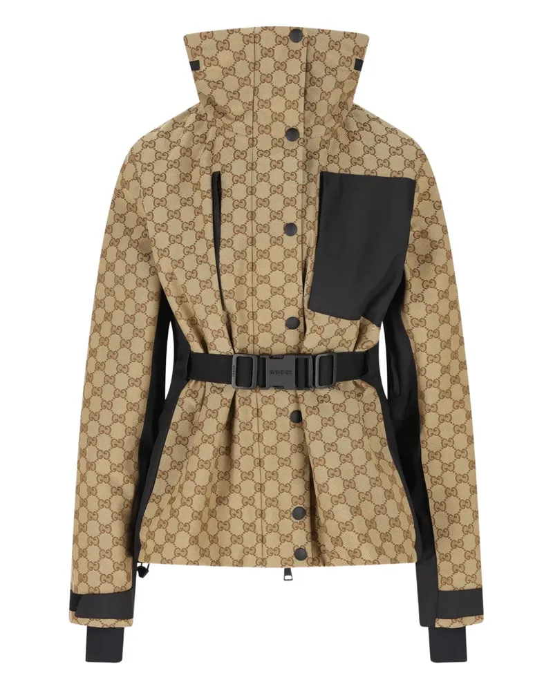 Gucci Gürtel-Skijacke aus GG-Jacquard - Nude Nude