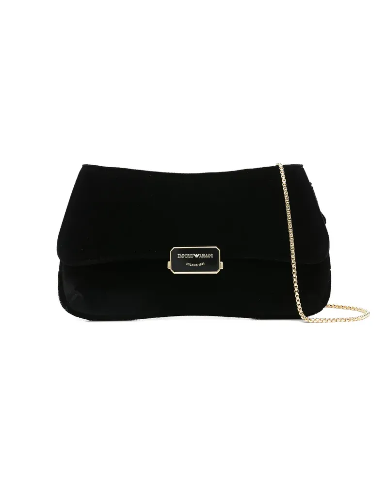 Emporio Armani Clutch aus Samt mit Klappe - Schwarz Schwarz