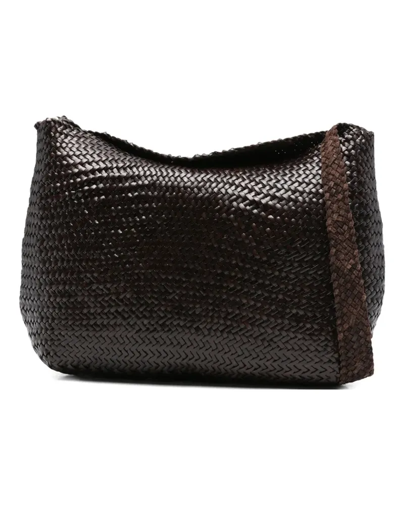 Dragon Diffusion Santa Marta Schultertasche aus gewebtem Leder - Braun Braun