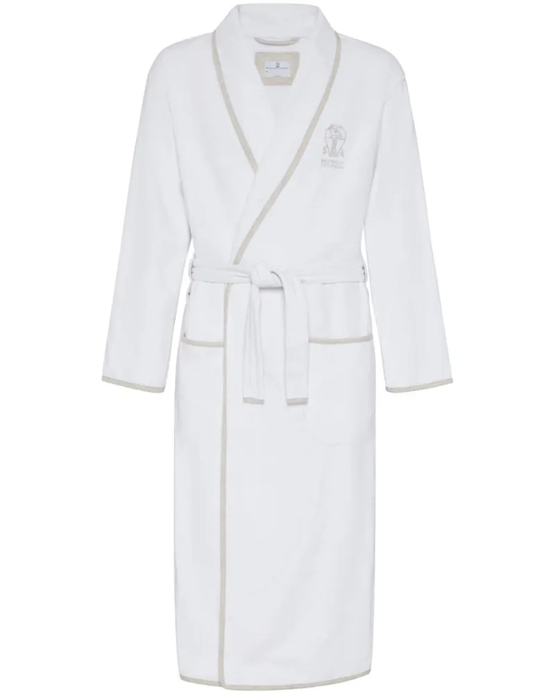 Brunello Cucinelli Bademantel mit Logo-Stickerei - Weiß Weiß