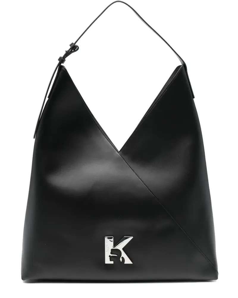 Karl Lagerfeld logo-appliqué shoulder bag - Schwarz Schwarz