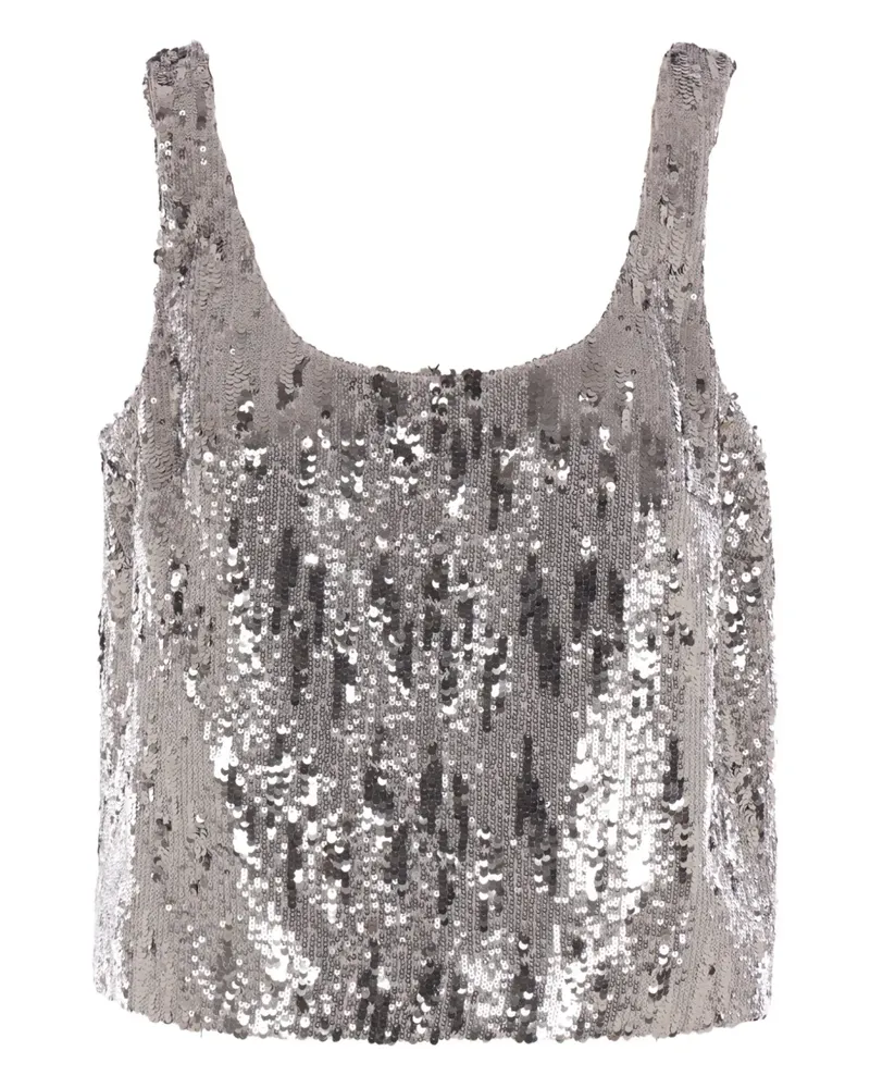 Elie Saab Paillettenoberteil mit U-Ausschnitt - Silber Silber