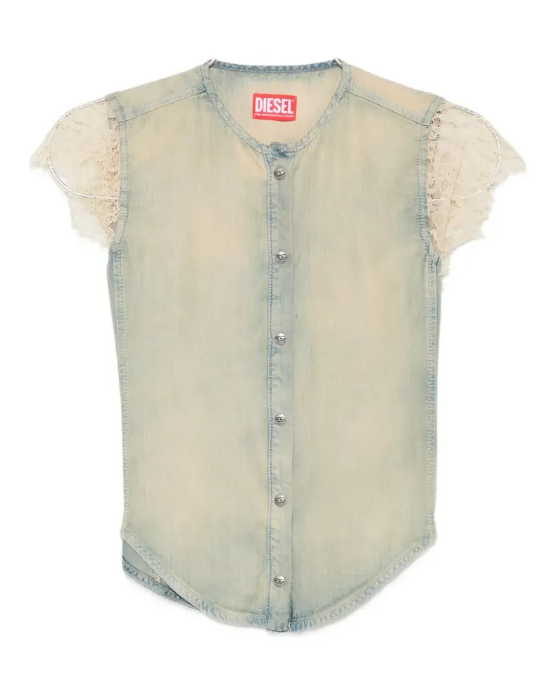 Diesel De-Malka lace panelled button shirt - Blau Blau