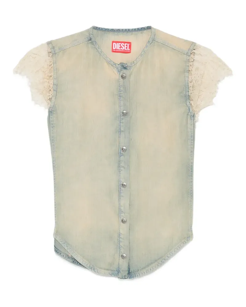 Diesel De-Malka lace panelled button shirt - Blau Blau
