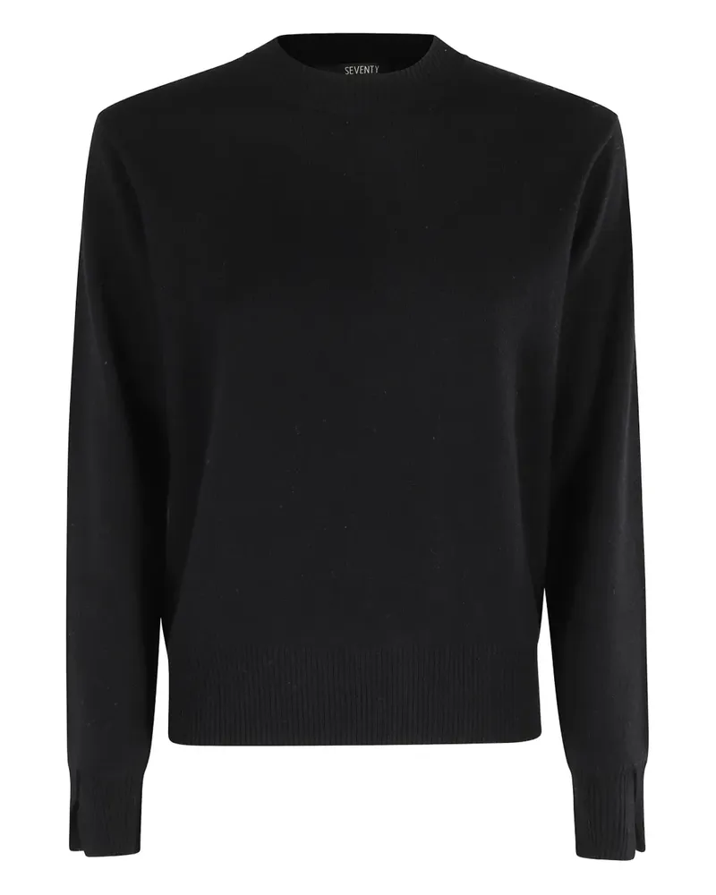 Seventy Gerippter Pullover mit rundem Ausschnitt - Schwarz Schwarz