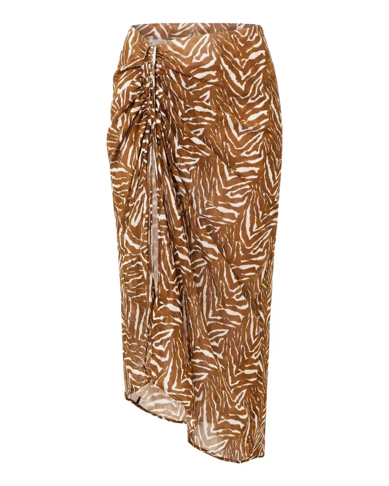 NICHOLAS Lia midi skirt w/ ruched slit - Braun Braun