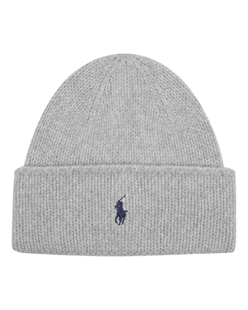 Ralph Lauren Gerippte Beanie mit Logo-Stickerei - Grau Grau