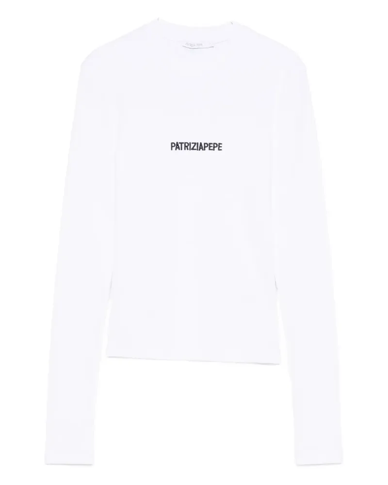Patrizia Pepe logo-embroidered long-sleeve t-shirt - Weiß Weiß