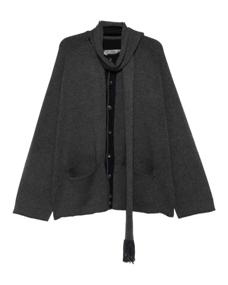 Ziggy Chen Cardigan mit Schaldetail - Grau Grau