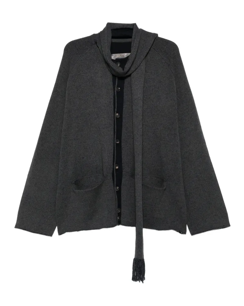 Ziggy Chen Cardigan mit Schaldetail - Grau Grau