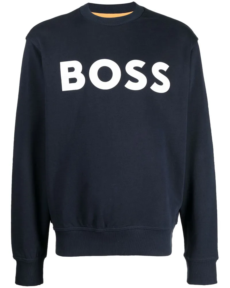 HUGO BOSS Sweatshirt mit Logo-Print - Blau Blau