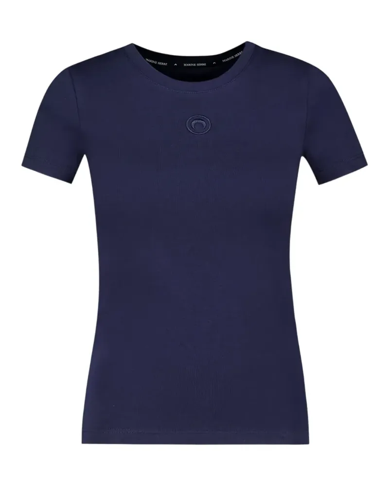 Marine Serre Geripptes Moon T-Shirt mit Logo - Blau Blau