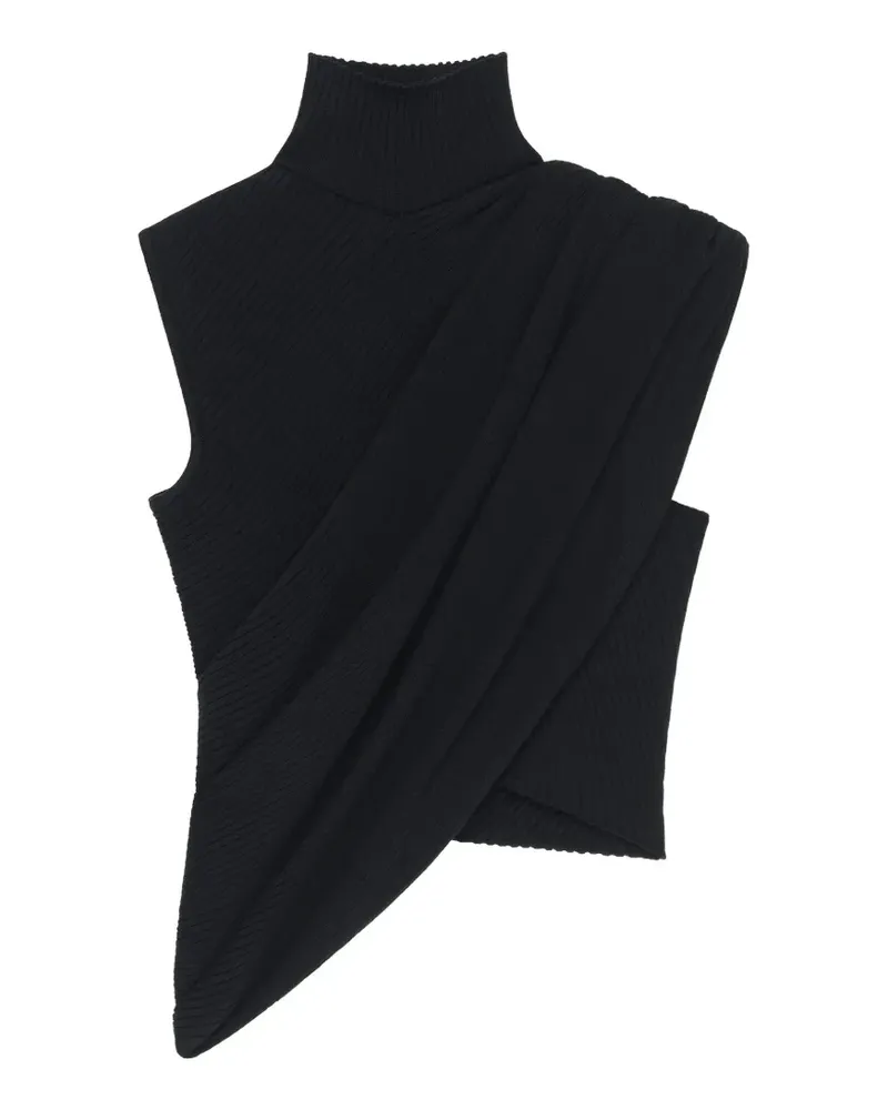 Courrèges Geripptes Oberteil mit Twist - Schwarz Schwarz