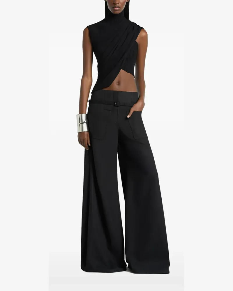 Courrèges Geripptes Oberteil mit Twist - Schwarz Schwarz
