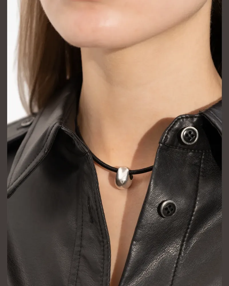 Isabel Marant Silberhalskette mit Kugelanhänger - Schwarz Schwarz