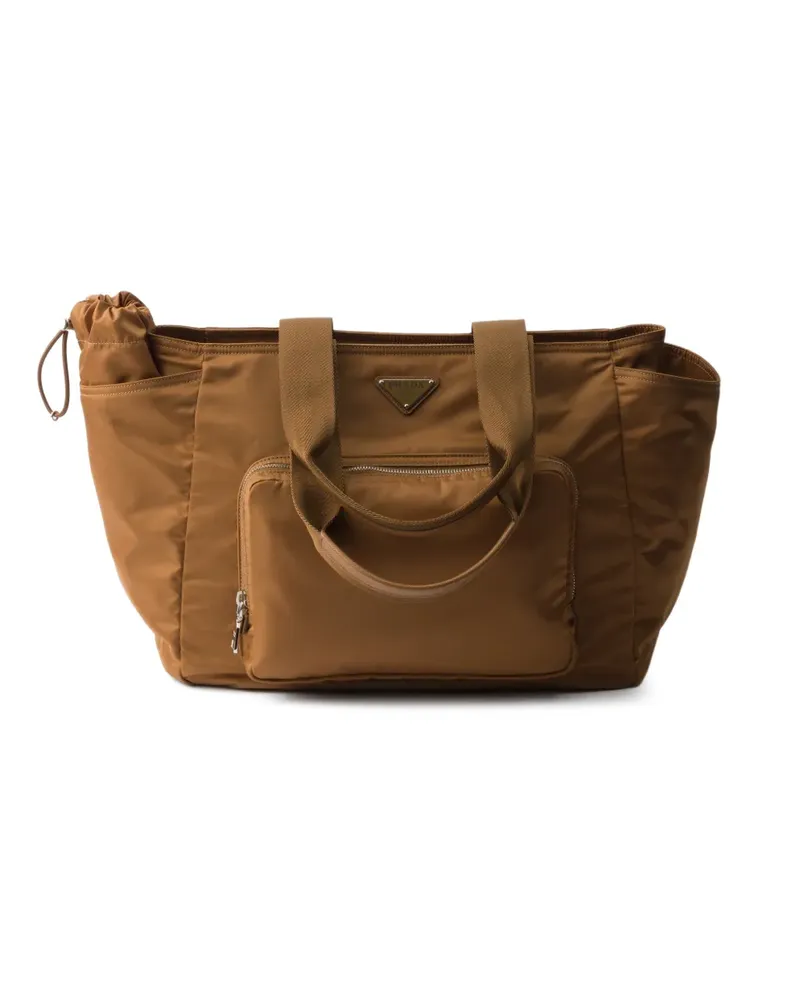 Prada Shopper mit Logo-Schild - Braun Braun