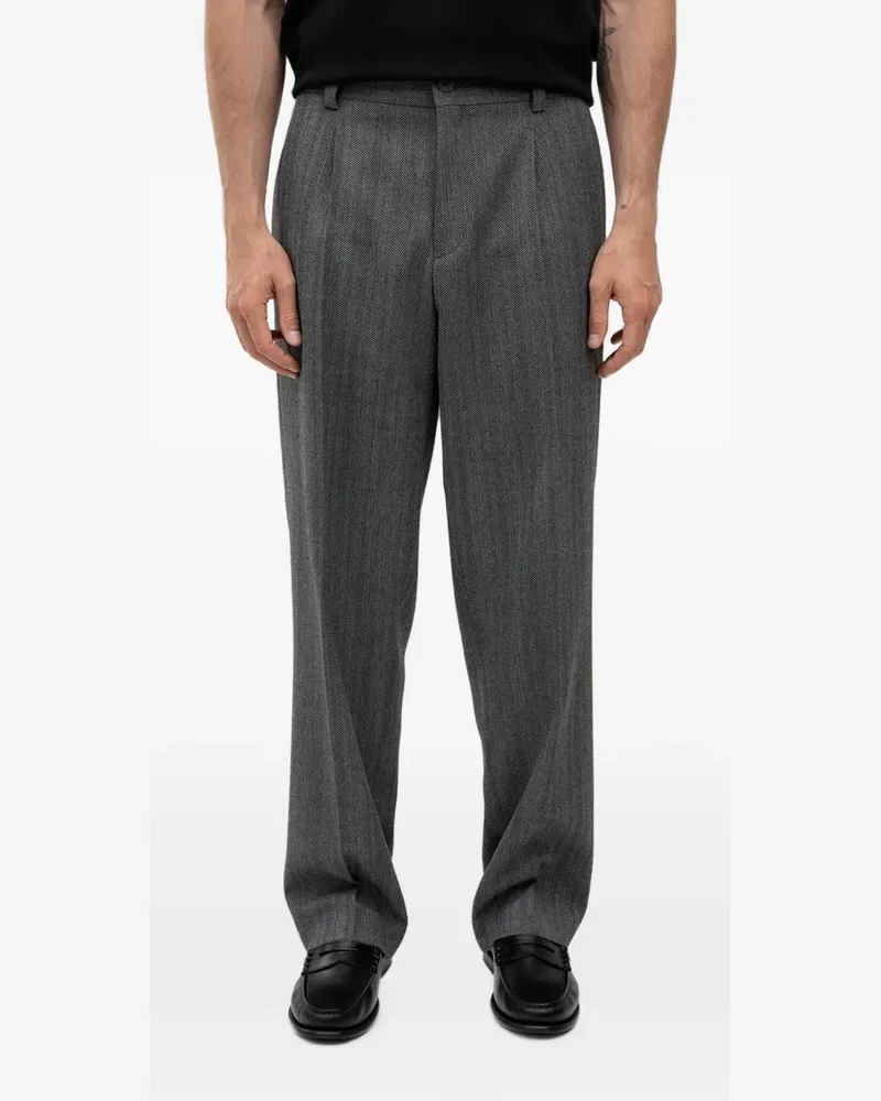 HUGO BOSS modern-fit pants in herringbone fabric - Grau Grau
