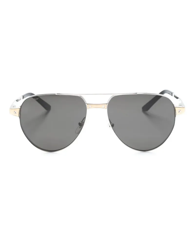 Cartier Eckige Sonnenbrille mit Logo-Schild - Silber Silber