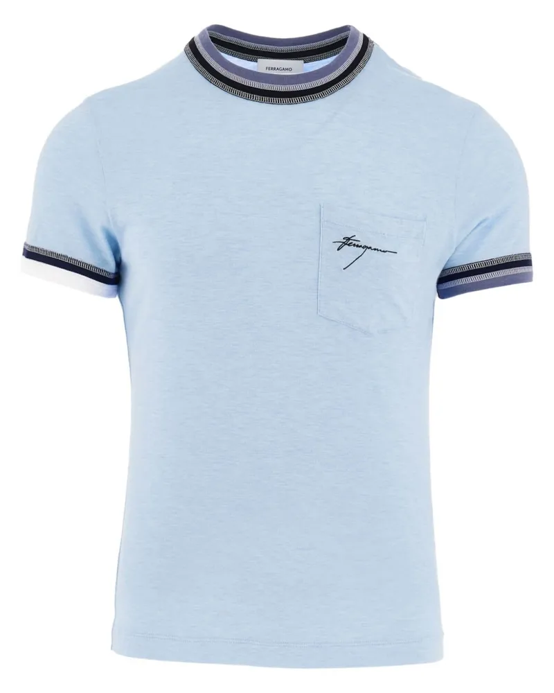 Ferragamo T-Shirt mit Streifen Blau