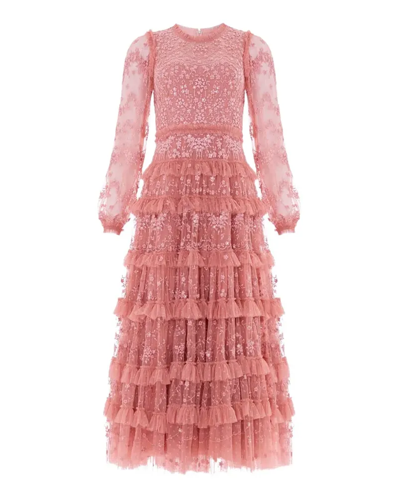 Needle & Thread Blossom ruffled lace maxi dress - Rosa Rosa