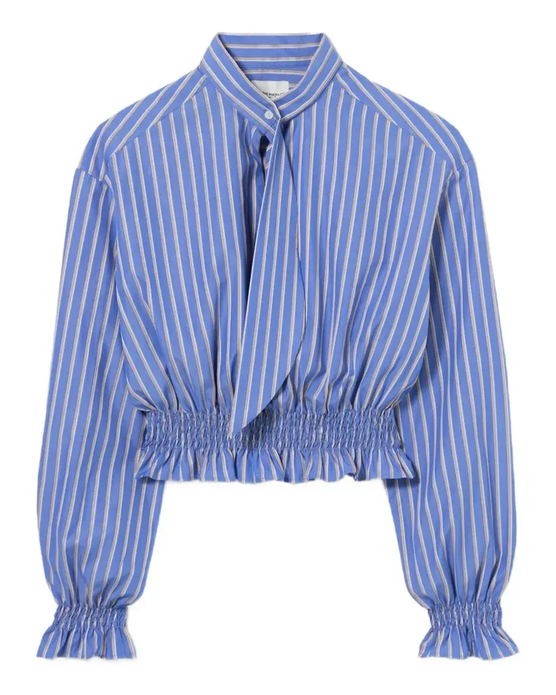 Claudie Pierlot striped poplin tie-neck top - Blau Blau