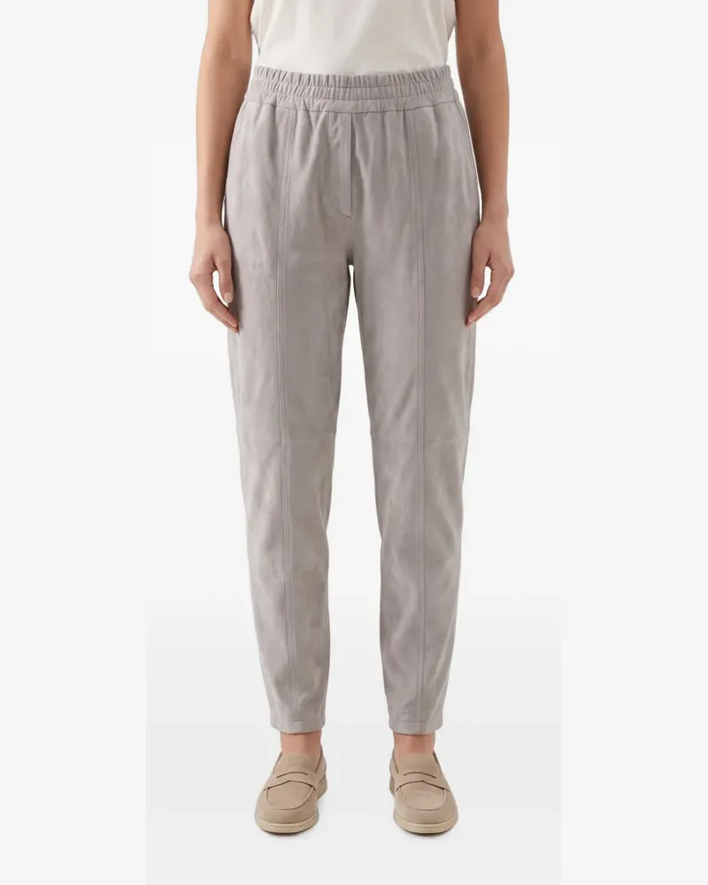 Brunello Cucinelli tapered suede trousers - Grau Grau