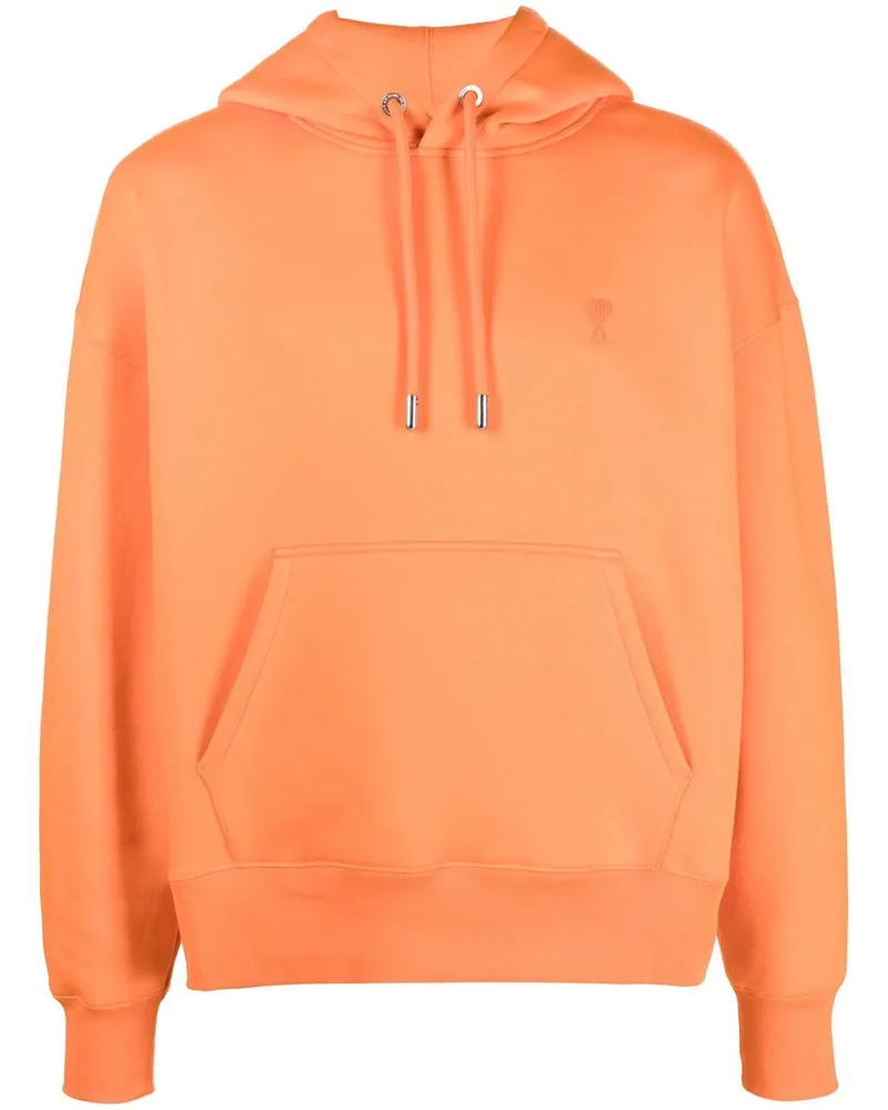 AMI Paris Bestickter Hoodie mit Kordelzug Orange