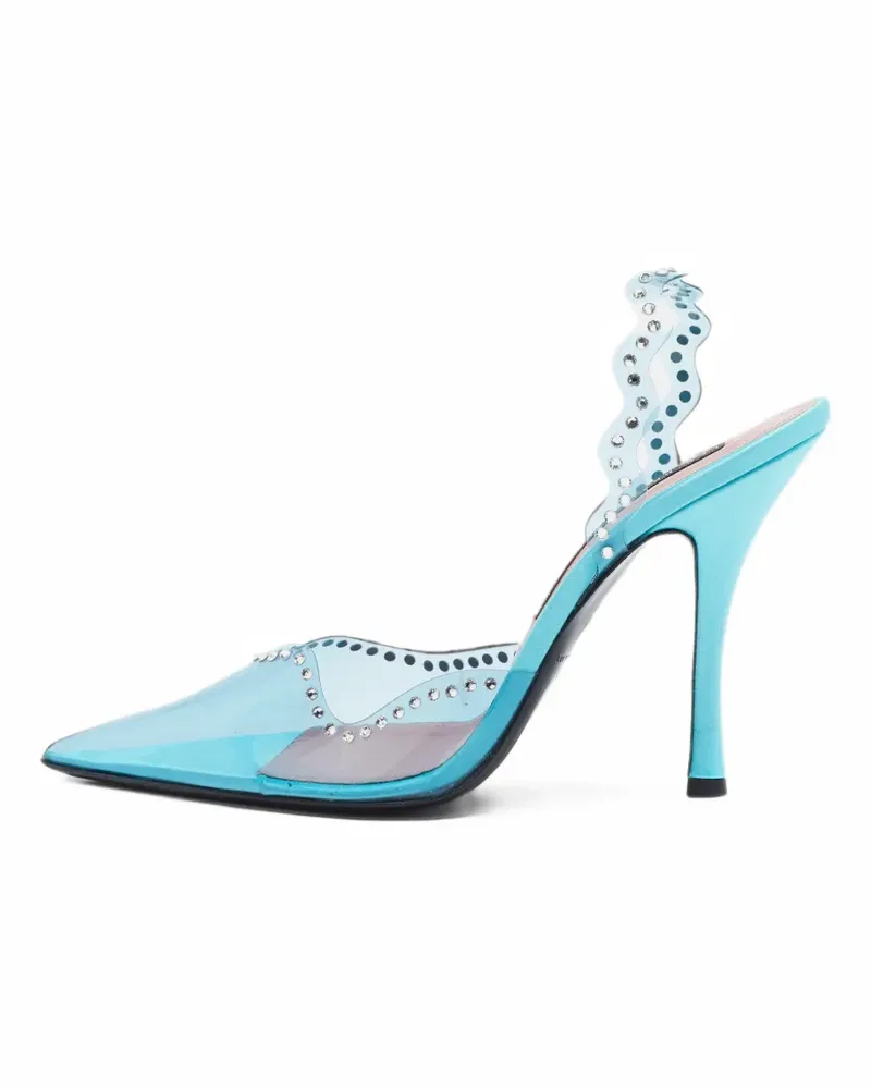 Les Petits Joueurs Slingback-Pumps mit Kristallen - Blau Blau