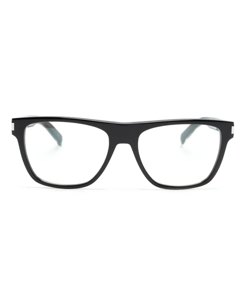 Saint Laurent Eckige Brille mit Logo-Gravur - Schwarz Schwarz