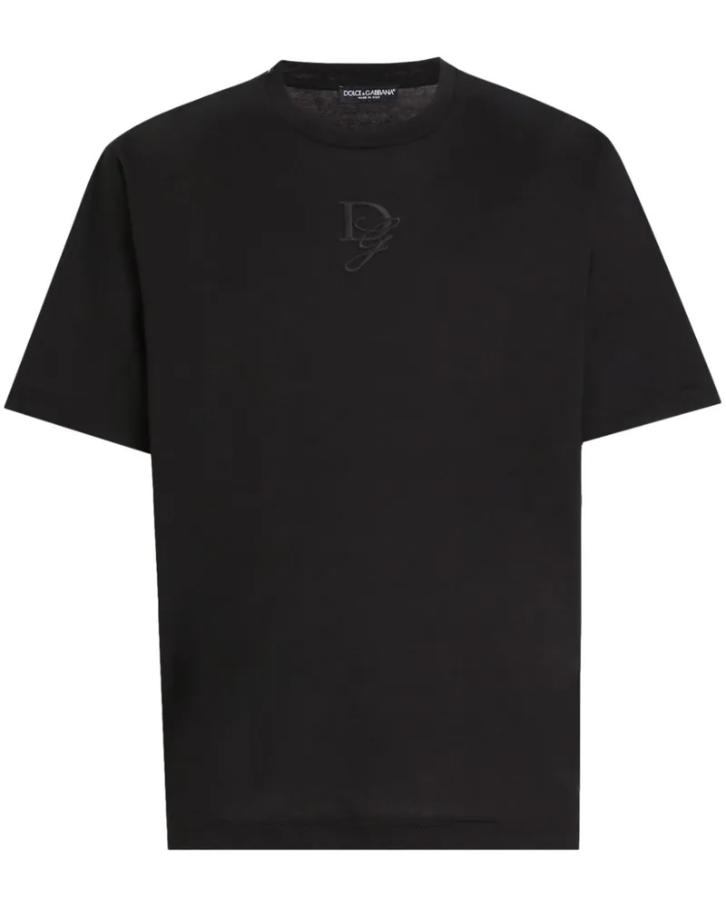 Dolce & Gabbana T-Shirt mit Logo-Stickerei - Schwarz Schwarz