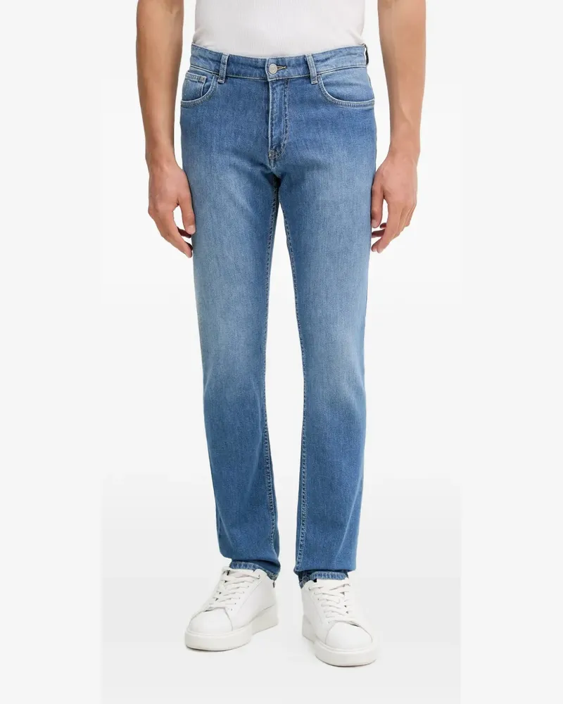 Trussardi faded-effect logo-patch jeans - Blau Blau