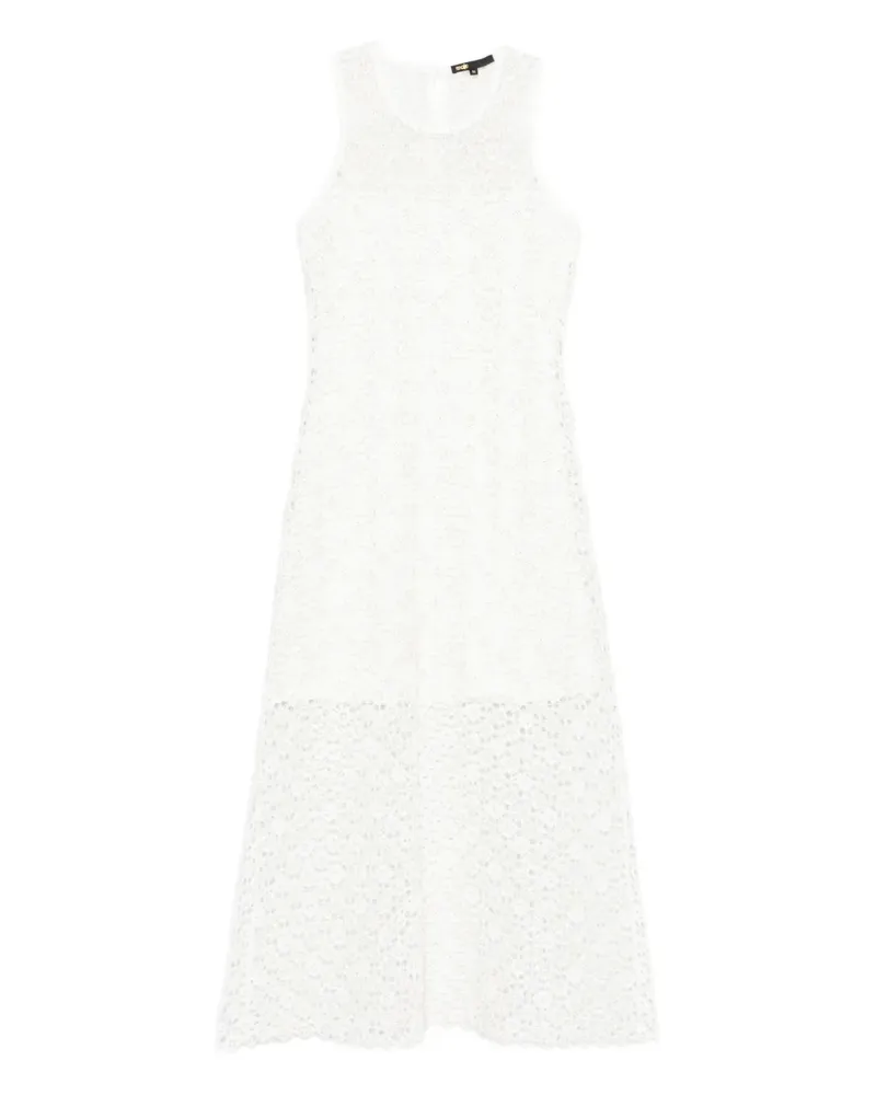Maje Gestricktes Kleid mit Spitze - Weiß Weiß