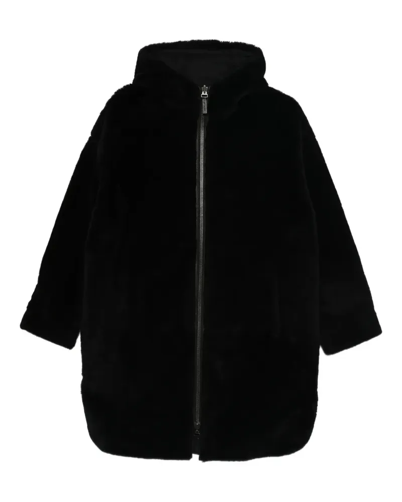 Yves Salomon Mantel mit Kapuze - Schwarz Schwarz