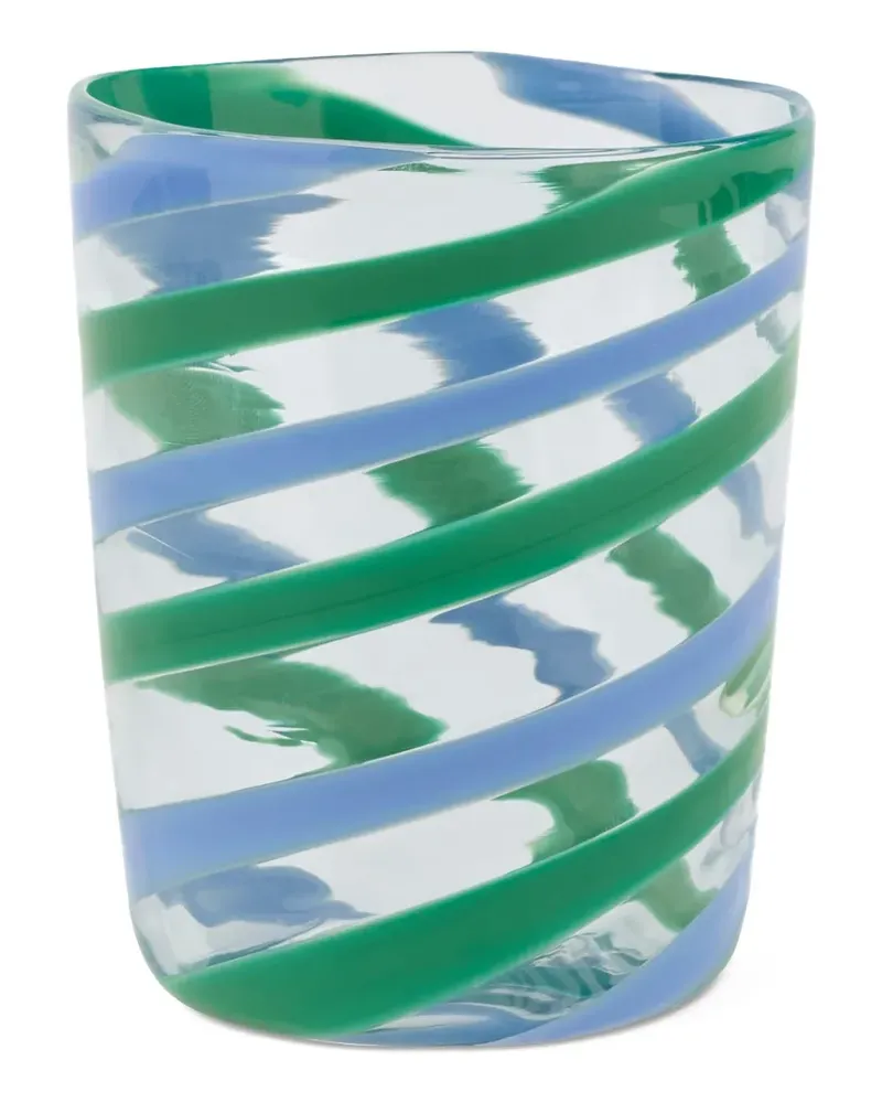 Lisa Corti Gestreiftes Pervinchglas - Weiß Weiß