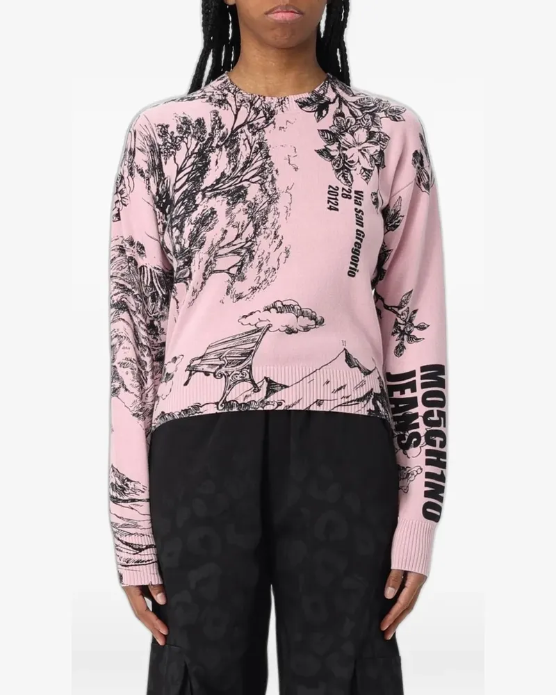 Moschino illustrative-print cotton sweater - Rosa Rosa