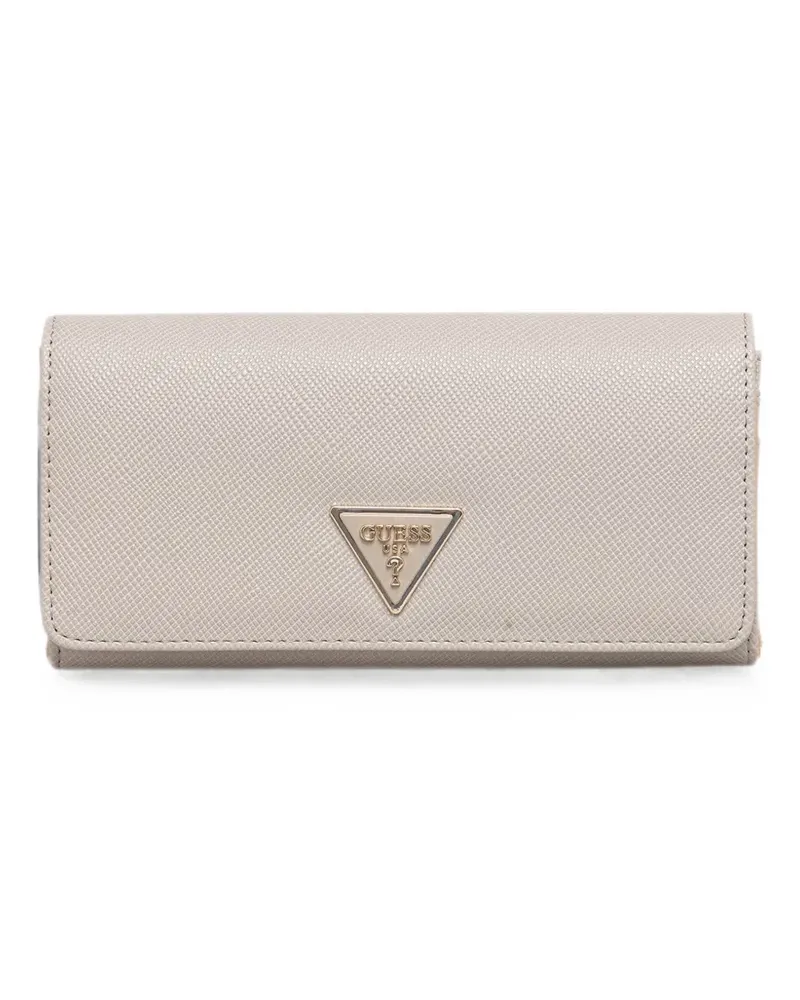 Guess Laurel logo-plaque saffiano-effect wallet - Nude Nude