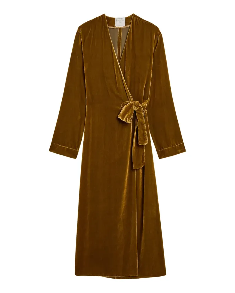 forte_forte velvet wrap midi dress - Gelb Gelb