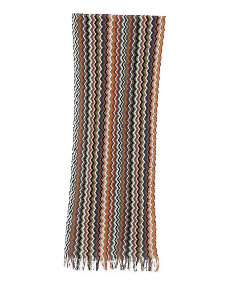 Missoni zigzag-knit striped scarf - Orange Orange