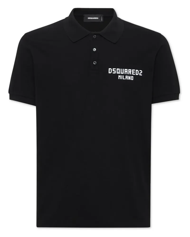 Dsquared2 Poloshirt mit Logo-Print - Schwarz Schwarz