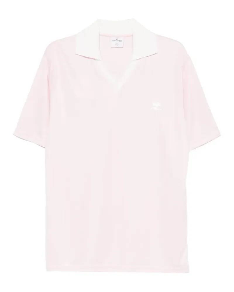 Courrèges V-neck logo-embroidery T-shirt - Rosa Rosa